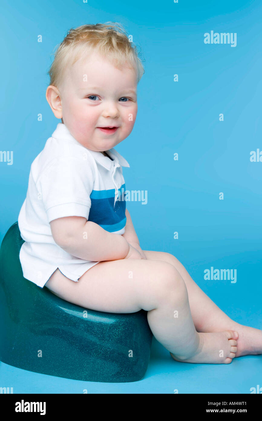toddler boy on his toilet Stock Photo Alamy