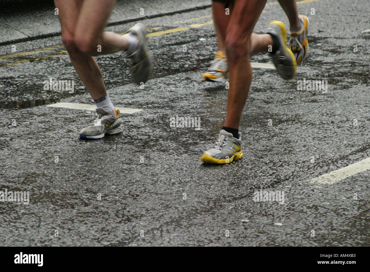 Runners feet in the Flora London Marathon Stock Photo Alamy