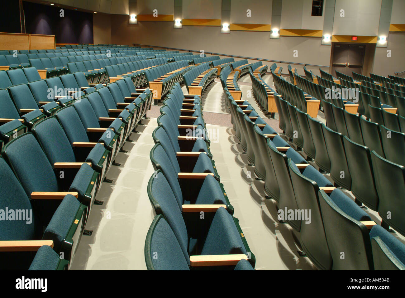 empty blue theater seats Stock Photo