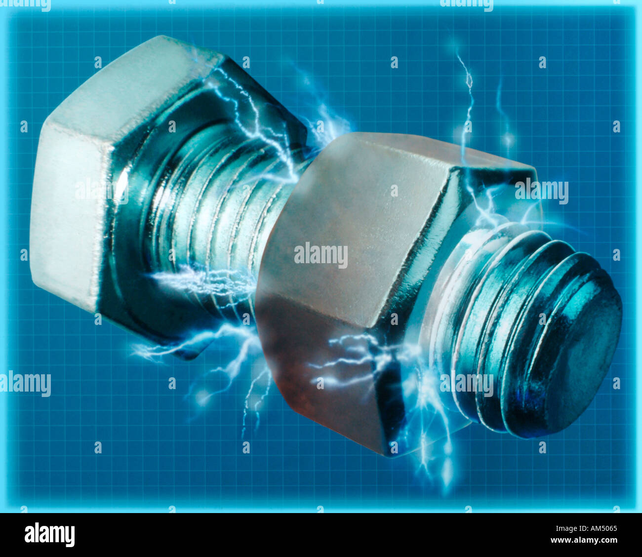 nut and bolt with electrical effects when they fit together perfectly