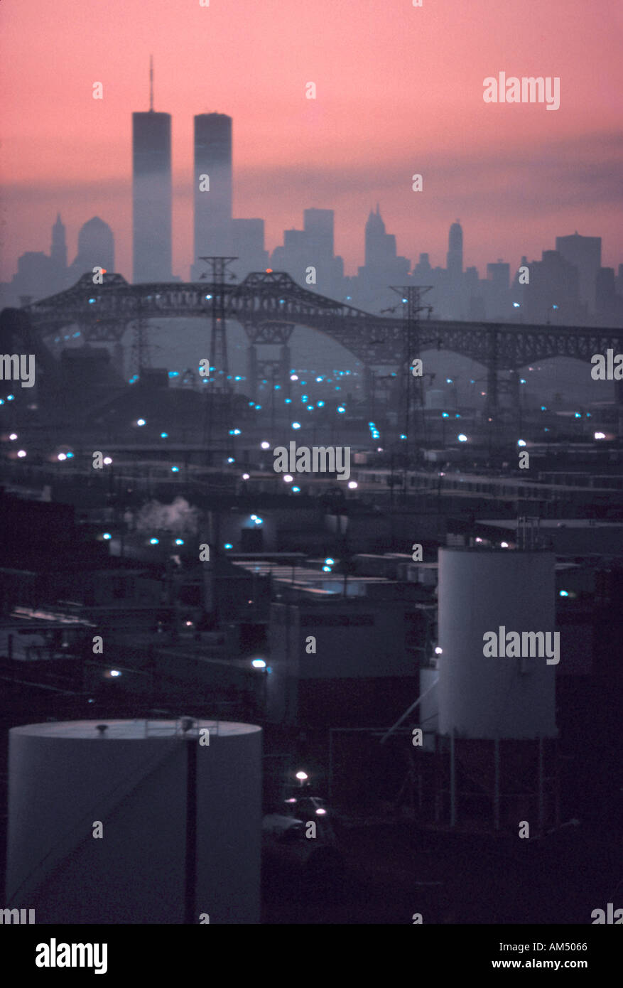 Looking East Across Industrial Areas In New Jersey Toward New York Stock Photo Alamy