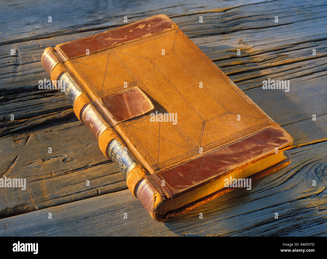 old leather covered journal or book Stock Photo - Alamy