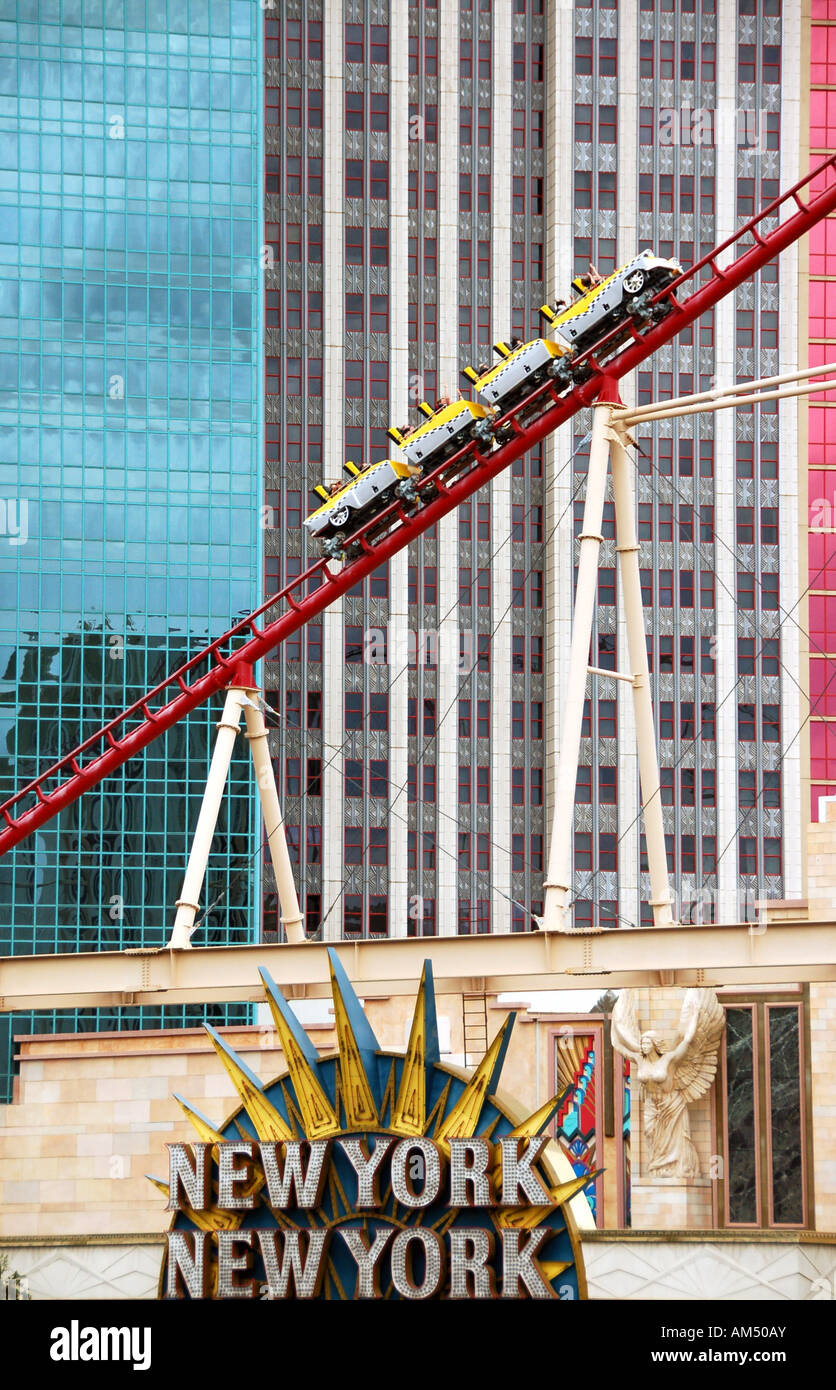 Manhattan Express roller coaster at the New York New York Hotel and Casino in Las Vegas, USA Stock Photo