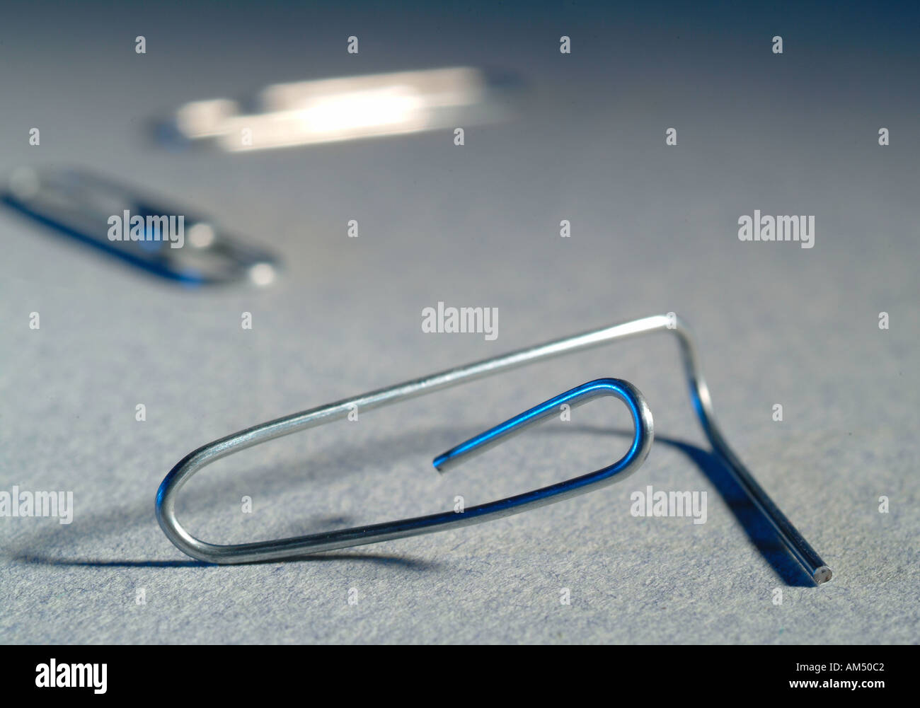 close up of a bent paper clip Stock Photo