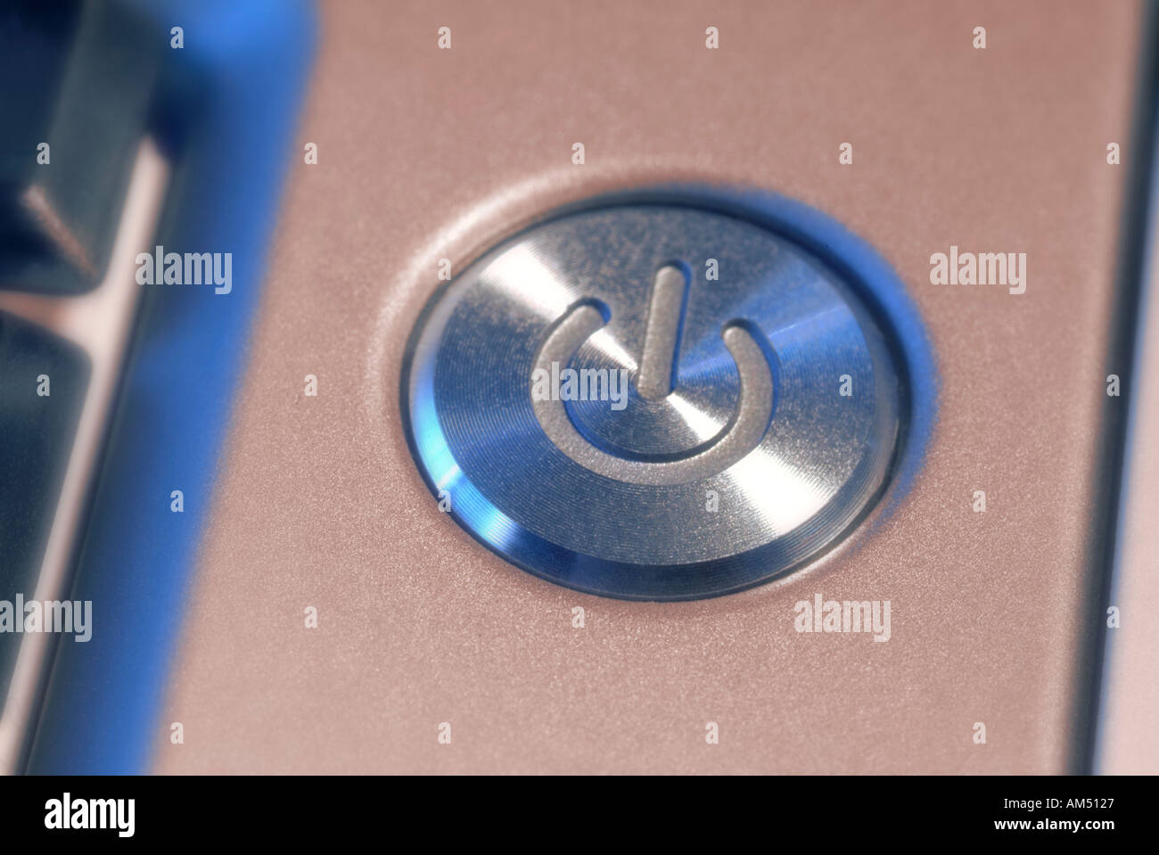 computer power on off button closeup Stock Photo Alamy