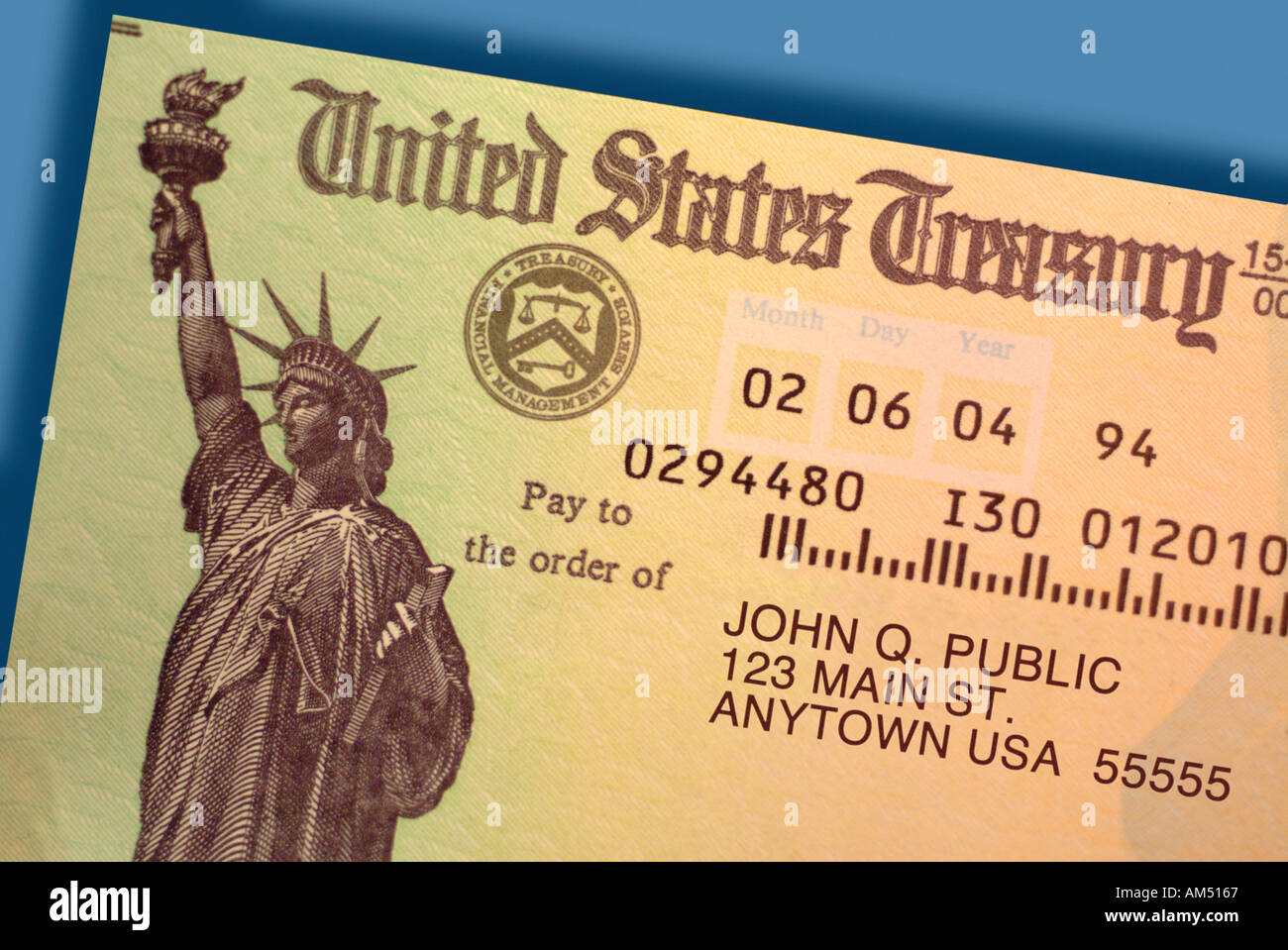 close up of an American Federal tax refund check Stock Photo Alamy
