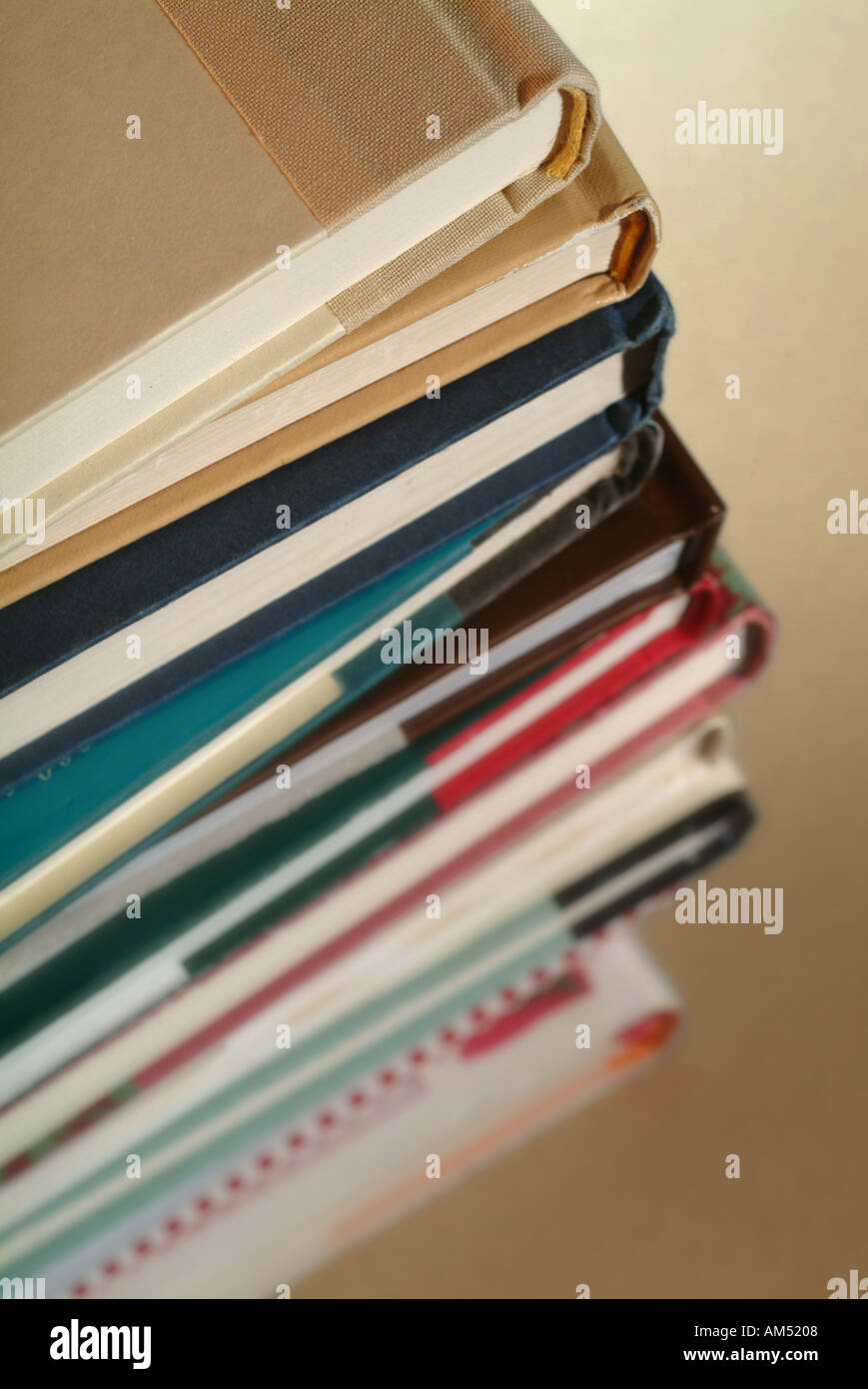 Tall stack of books hardcover books Stock Photo Alamy