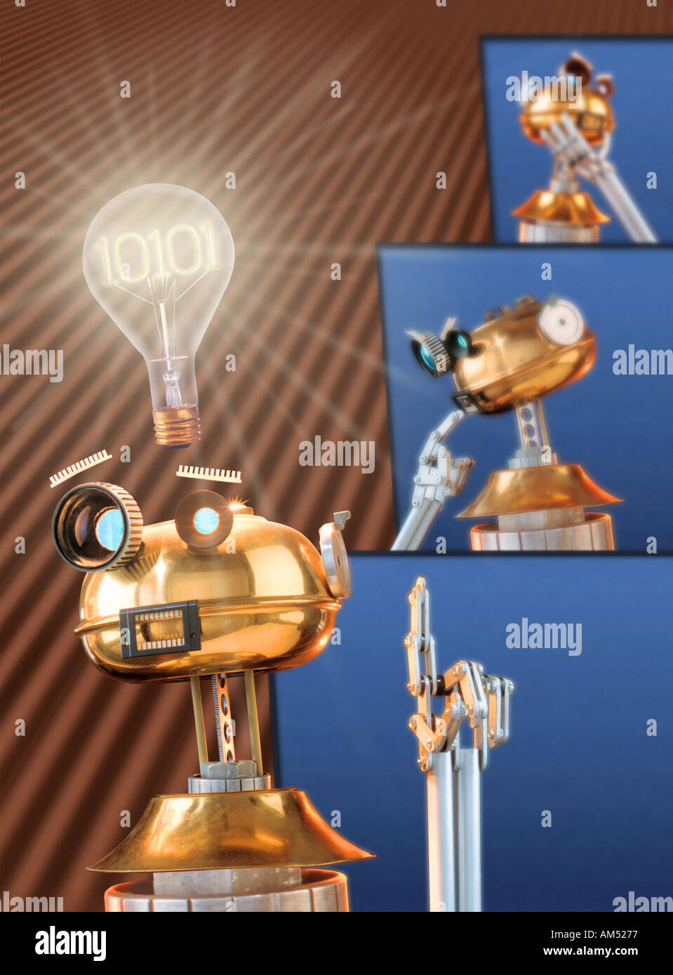 Robots Thinking and having an idea Stock Photo