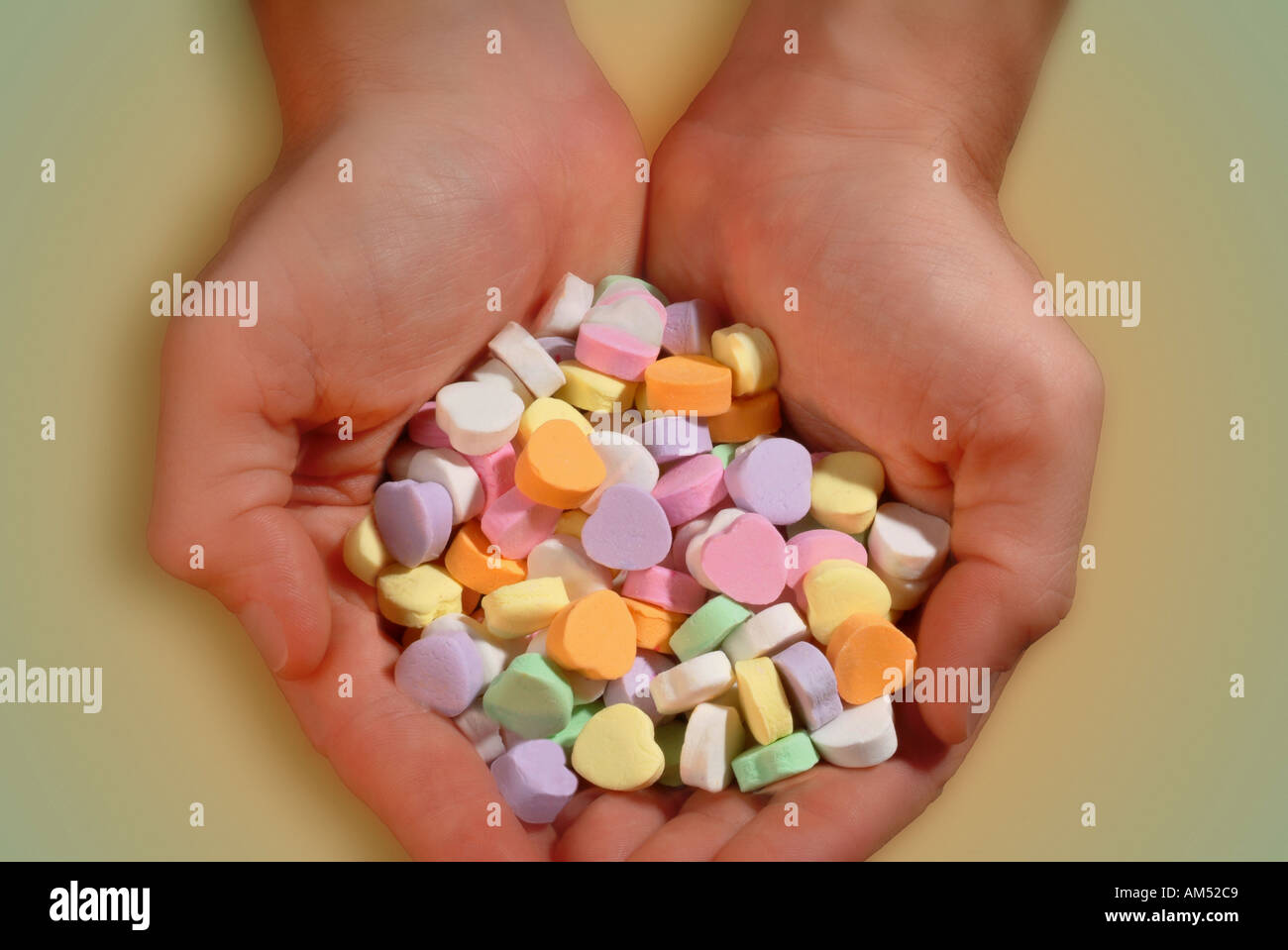 handful of Valentine candy Stock Photo