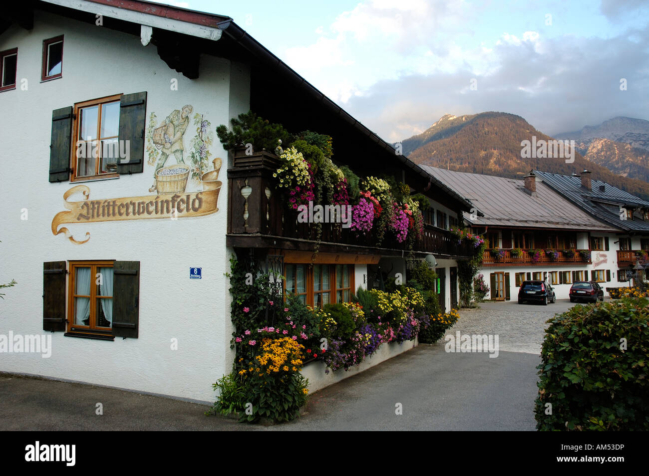 Bavaria germany traditional balcony flowers hires stock photography