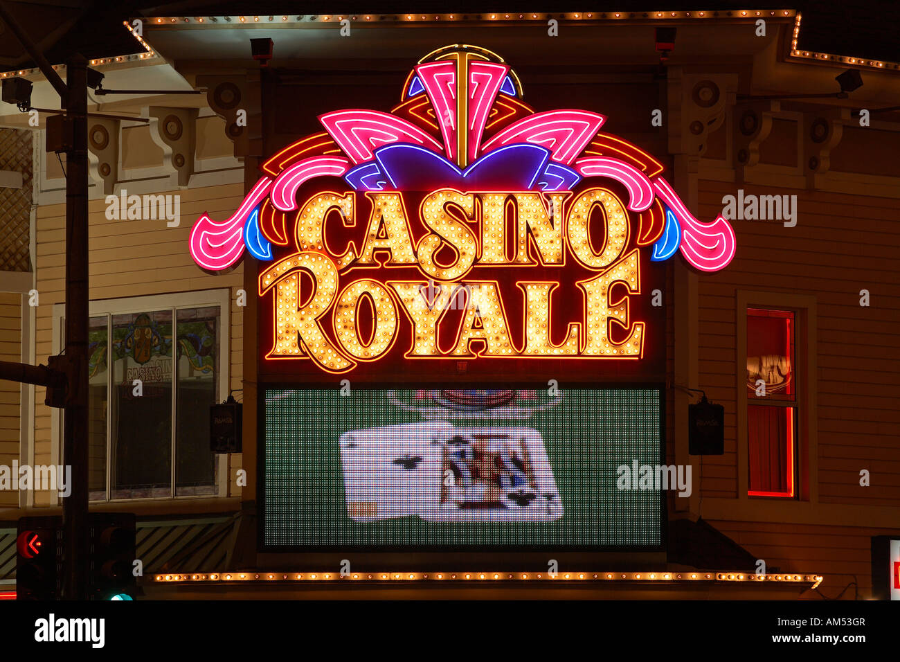United States, Nevada, Las Vegas, Las Vegas Strip by night, Casino Royale Hotel Stock Photo