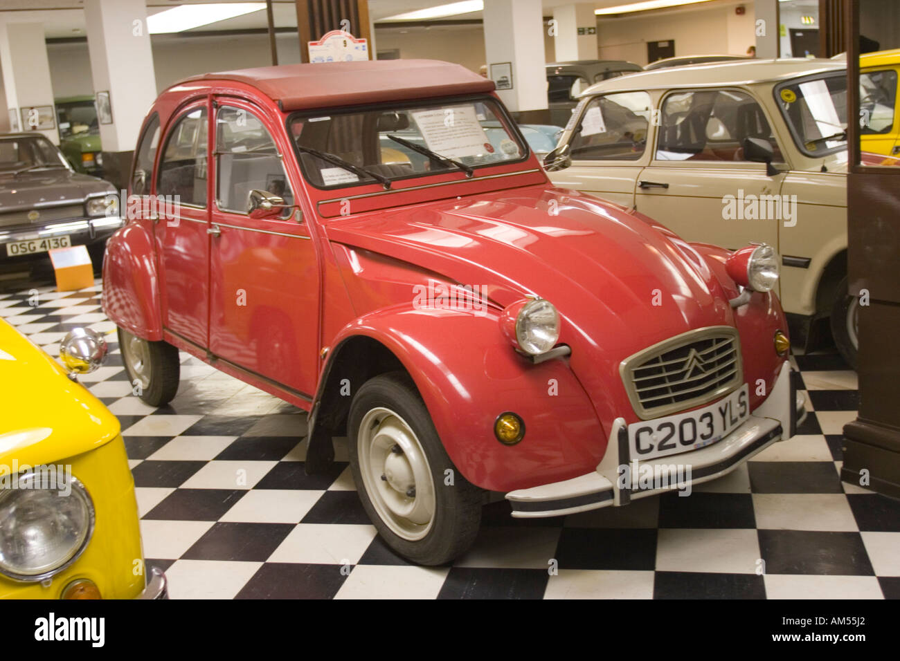 Red Citroen 2CV Special car in the Museum of Transport Glasgow Scotland