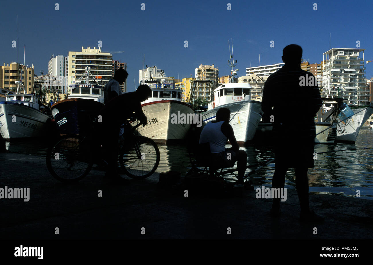 Calpe fishing in the harbour Stock Photo - Alamy