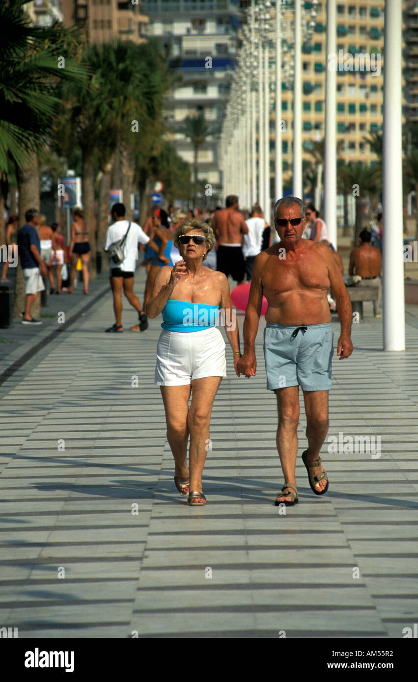 Benidorm senior couple on holidays Stock Photo
