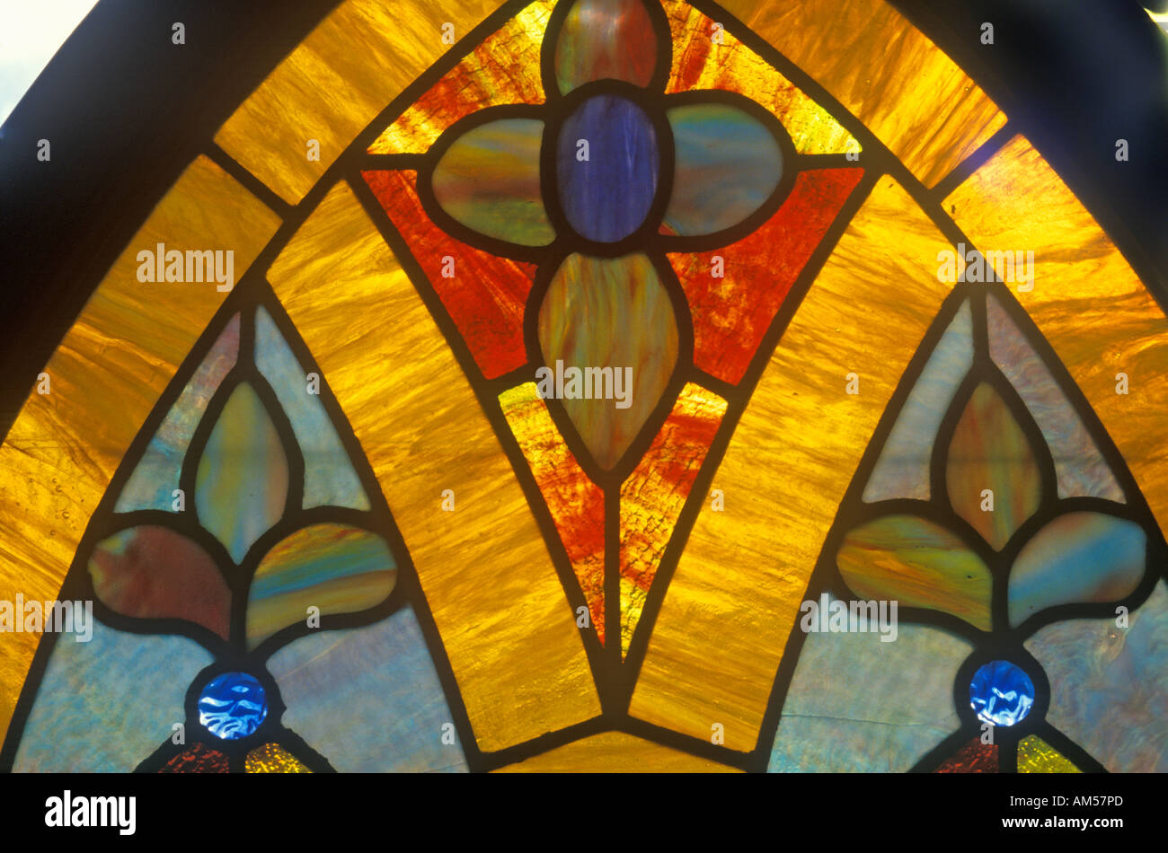 Detail of Stained Glass Window Kauai Hawaii Stock Photo Alamy