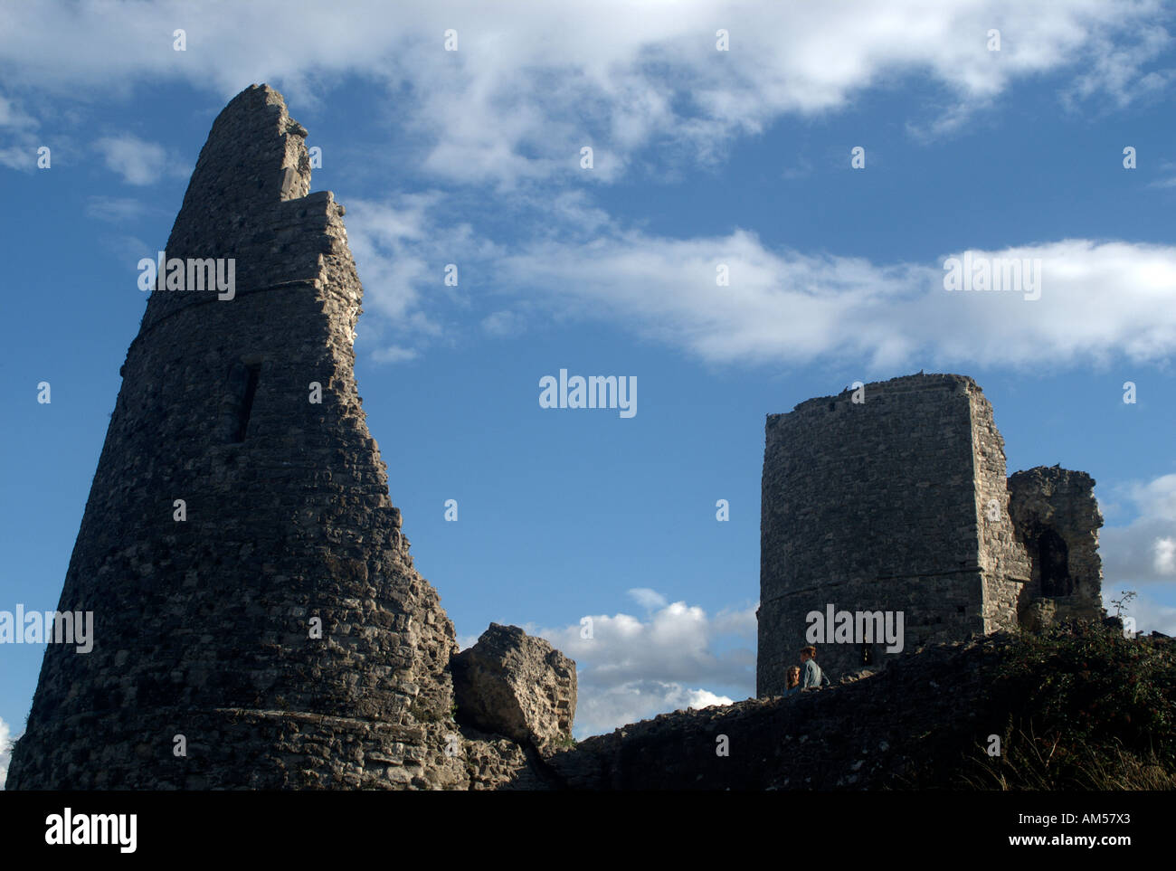 Hadleigh Castle set upon a hill overlooking the Thames Estuary and in a state of ruin Stock Photo