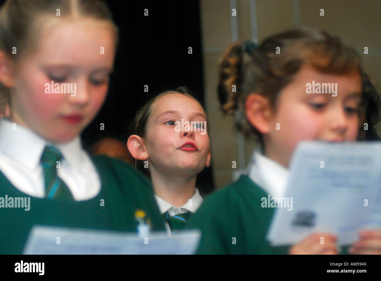 Primary school pupils during Christmas carol concert Waterman s Art Centre Brentford Middlesex 31 Nov 2007 Stock Photo
