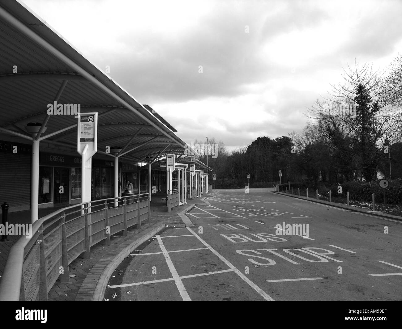 Empty bus station at Cwmbran South Wales GB UK 2004 Stock Photo