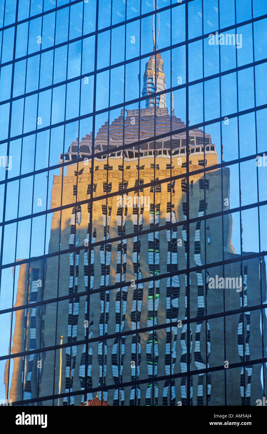 Building Reflected in Glass of Other Building Boston Massachusetts Stock Photo