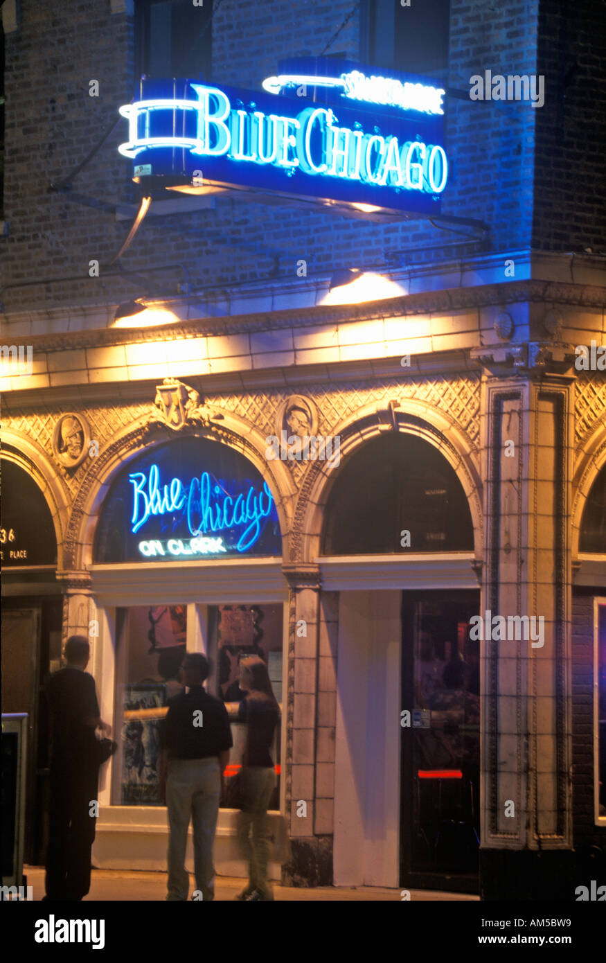 Blue Chicago Music Bar Chicago Illinois Stock Photo