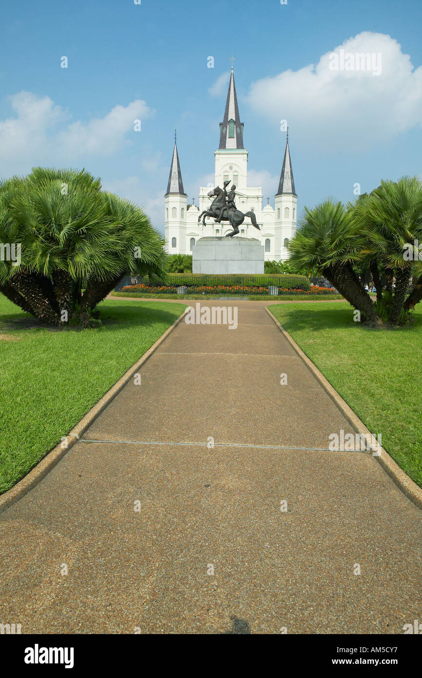 Andrew Jackson Statue St Louis Cathedral Jackson Square in New Orleans Louisiana Stock Photo Alamy