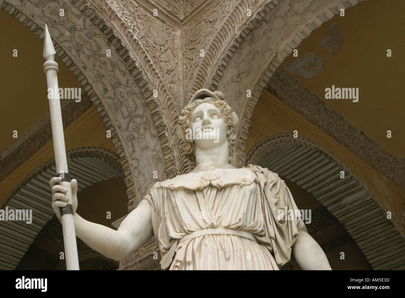 Seville Spain Casa de Pilatos Statue of Athena in patio Stock Photo