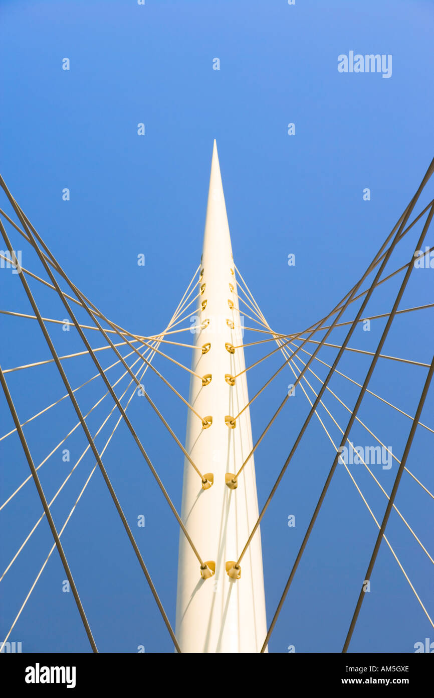Bridge by Santiago Calatrava. Detail. Haarlemmermeer, The Netherlands. Stock Photo