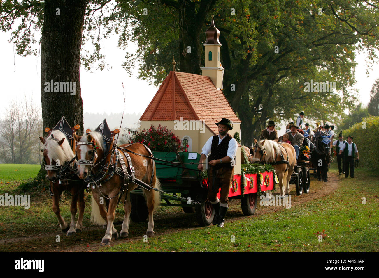 Leonardi horse parade, Thambach near Gars, Upper Bavaria, Germany Stock Photo