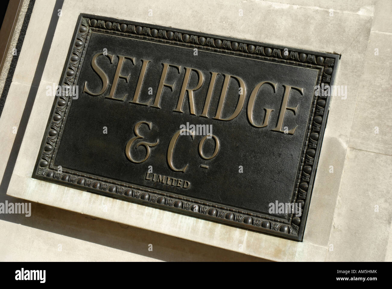 Selfridge and Co sign on exterior of the famous department store in