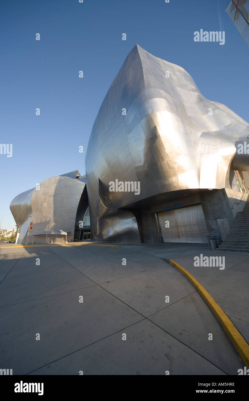 Seattle Center Experience Music Project, exterior.  Harrison St turnaround entrance and loading dock. Stock Photo