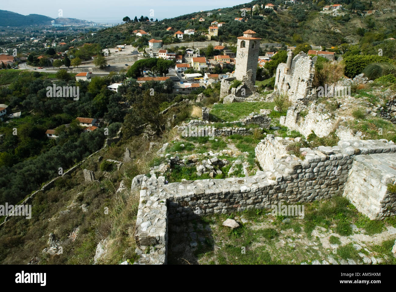 Budva Old Town, looking across to the coast.  Montenegro Stock Photo