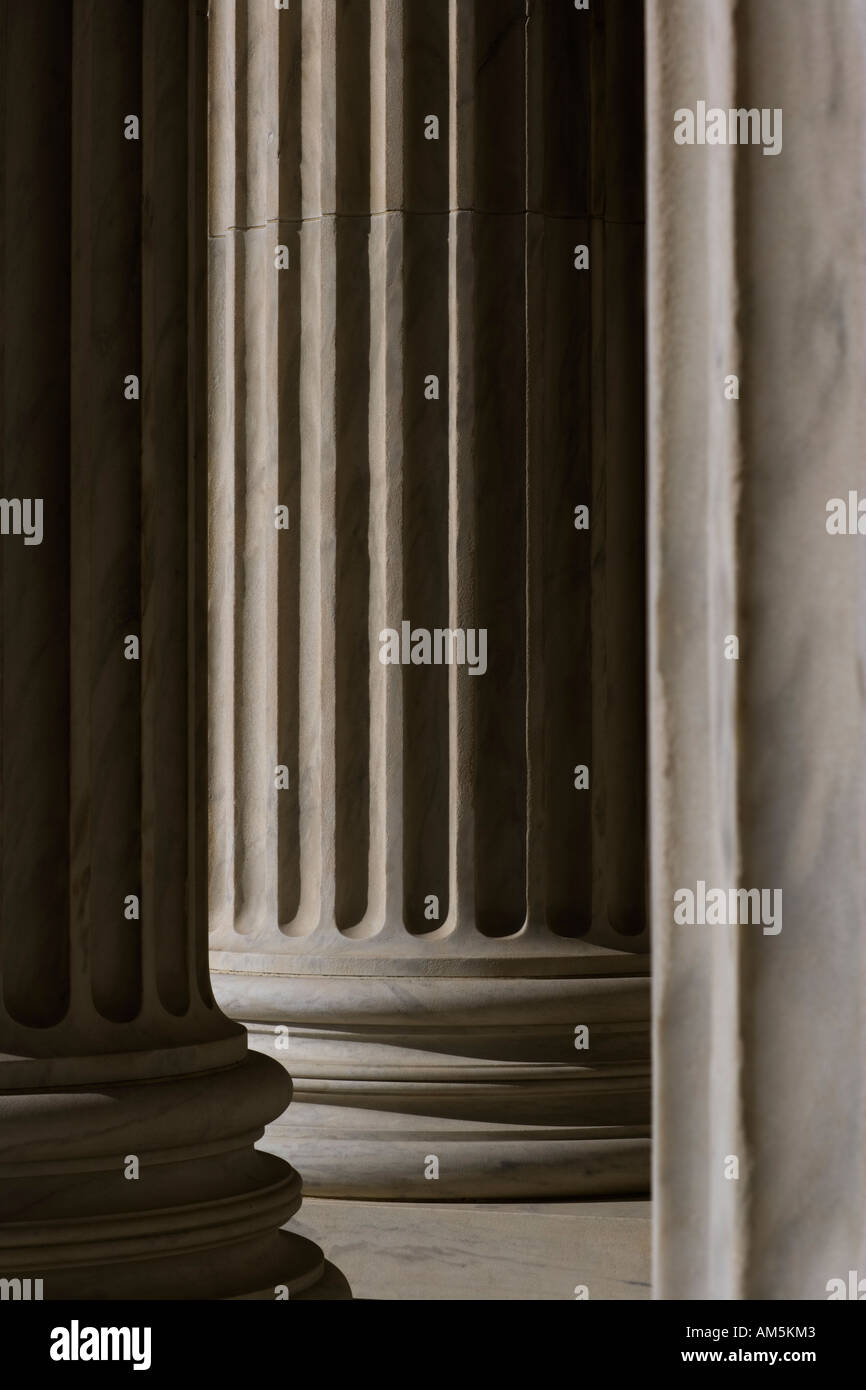 Columns of the US Supreme Court Building in Washington DC Stock Photo