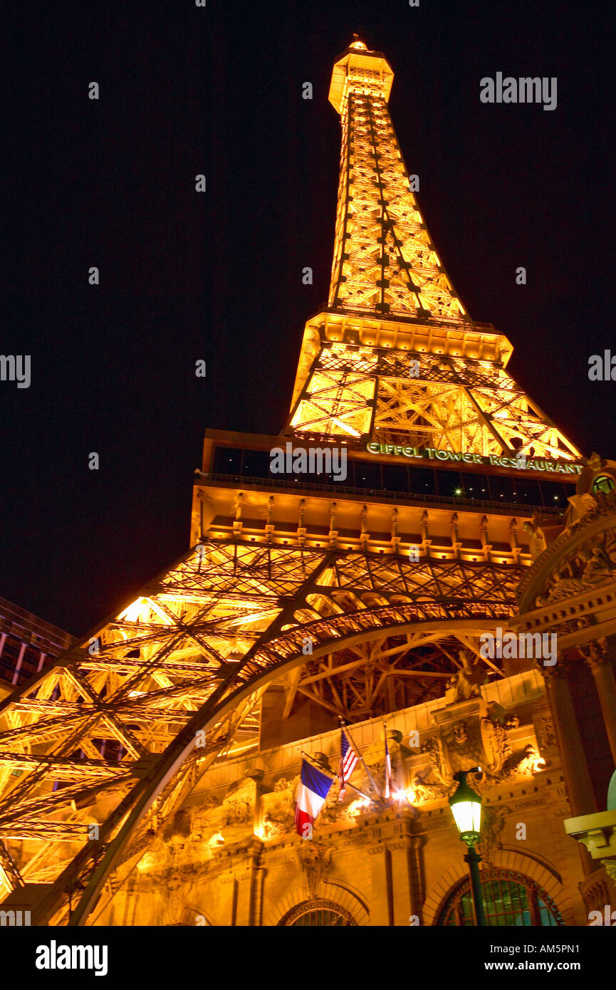 The Paris Hotel and Casino - Eiffel Tower - Night Scene - Las Vegas Stock  Photo - Alamy