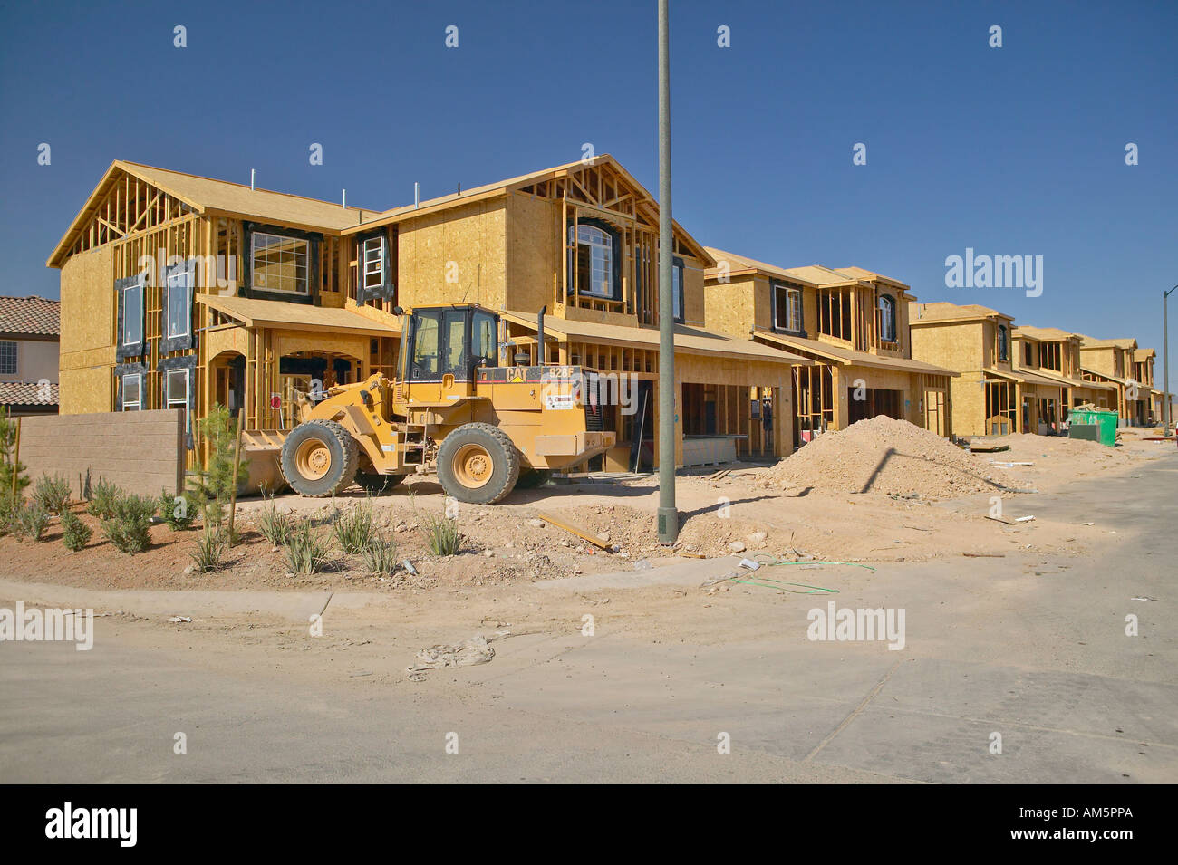 Desert construction of new homes in Clark County Las Vegas NV Stock