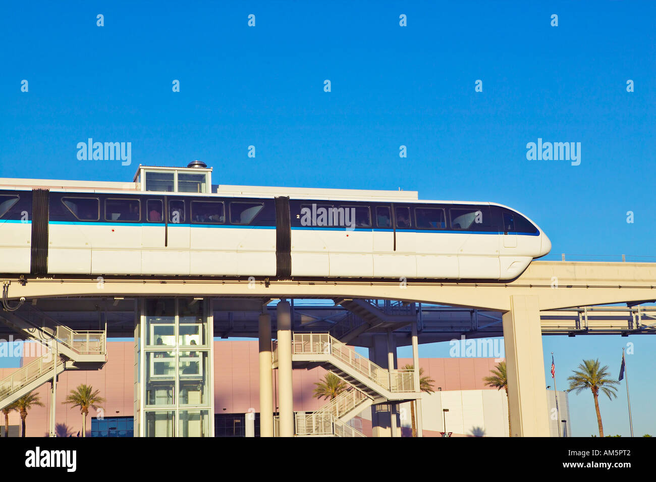 Monorail train with tourists in Las Vegas NV Stock Photo Alamy