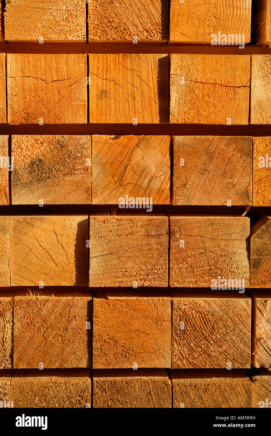 Wooden beams on a lumberyard Stock Photo