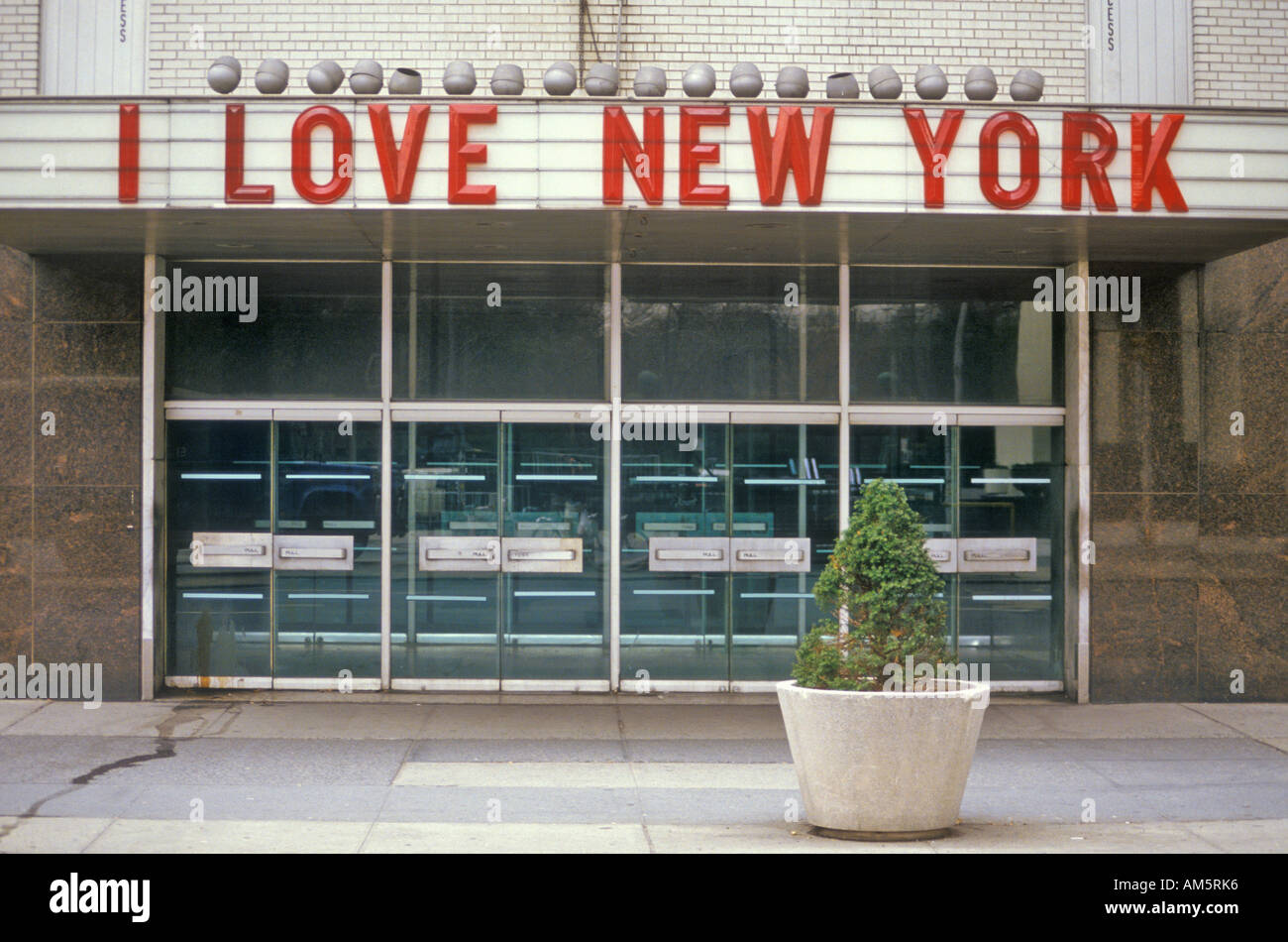 I Love New York sign in Columbus Circle New York City NY Stock Photo
