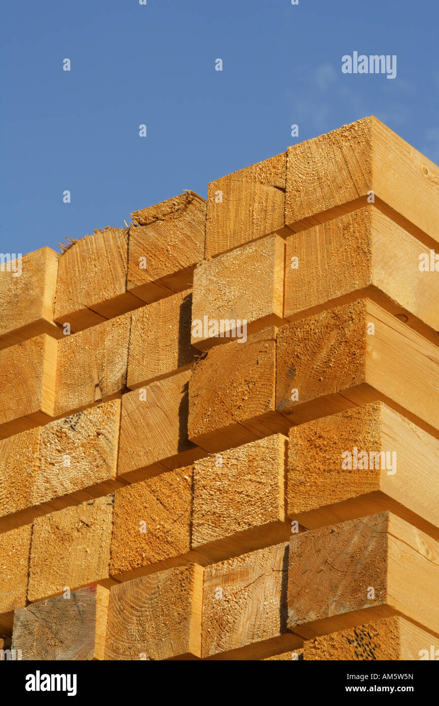 Timber beams, lumberyard Stock Photo
