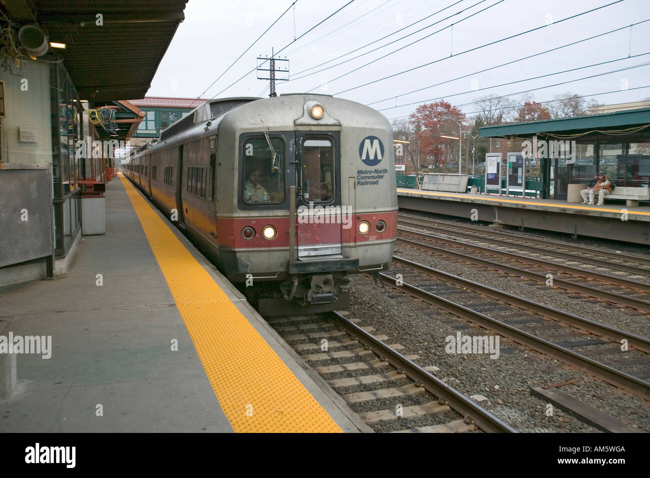 Amtrak train stops at New Rochelle New York train station New York