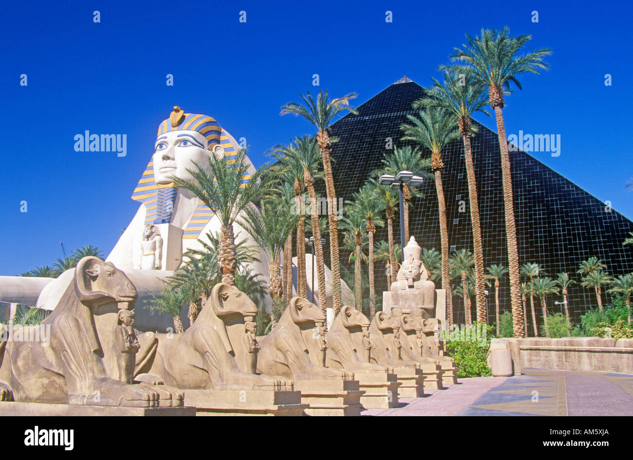Replicas of Sphinx and Pyramid at the Luxor Hotel and Casino Las Vegas ...