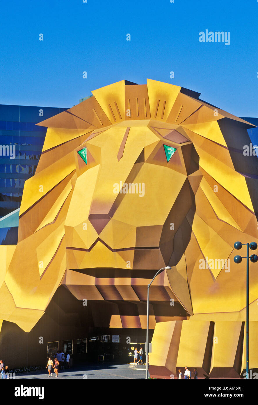 Replica of lion at the Entrance of the MGM Grand Hotel Las Vegas NV Stock Photo