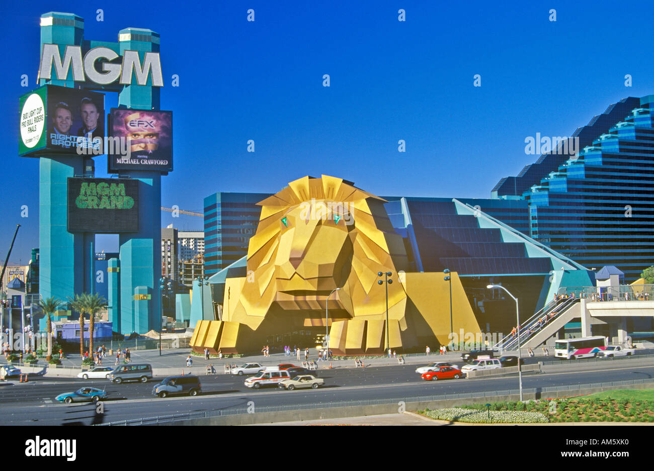 Replica of lion at the Entrance of the MGM Grand Hotel Las Vegas NV Stock Photo