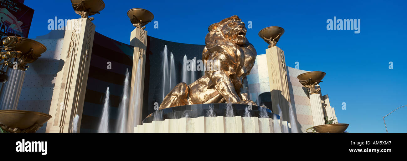 Panoramic view of MGM Lion and MGM Grand Hotel in Las Vegas NV Stock Photo