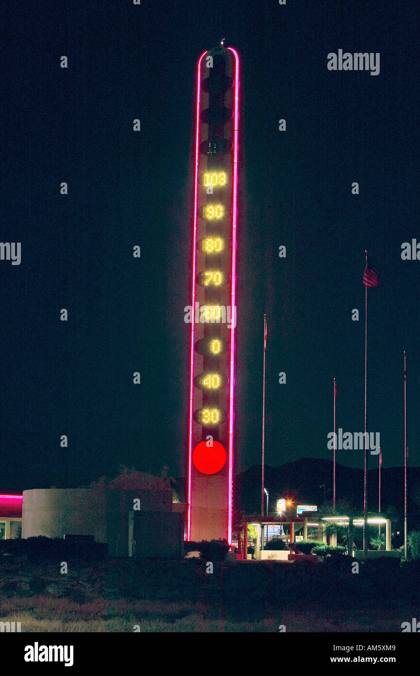 World s largest thermometer in neon at night in California s hottest