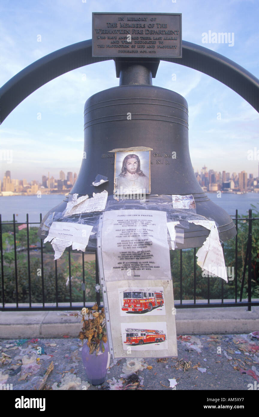 September 11 2001 memorial on rooftop looking over weehawken new jersey