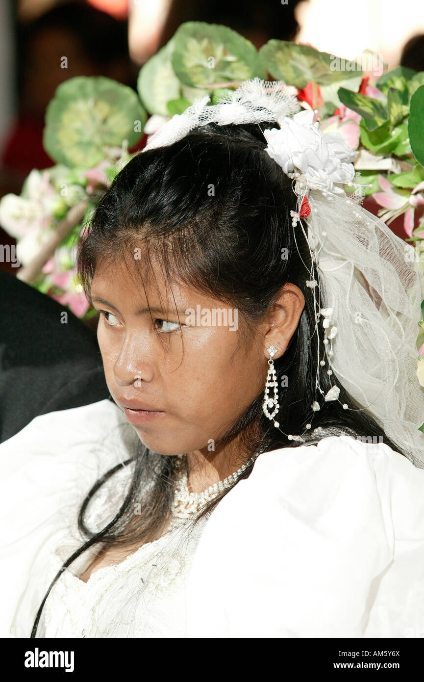 Bride, Indian wedding, Loma Plata, Chaco, Paraguay, South America Stock Photo