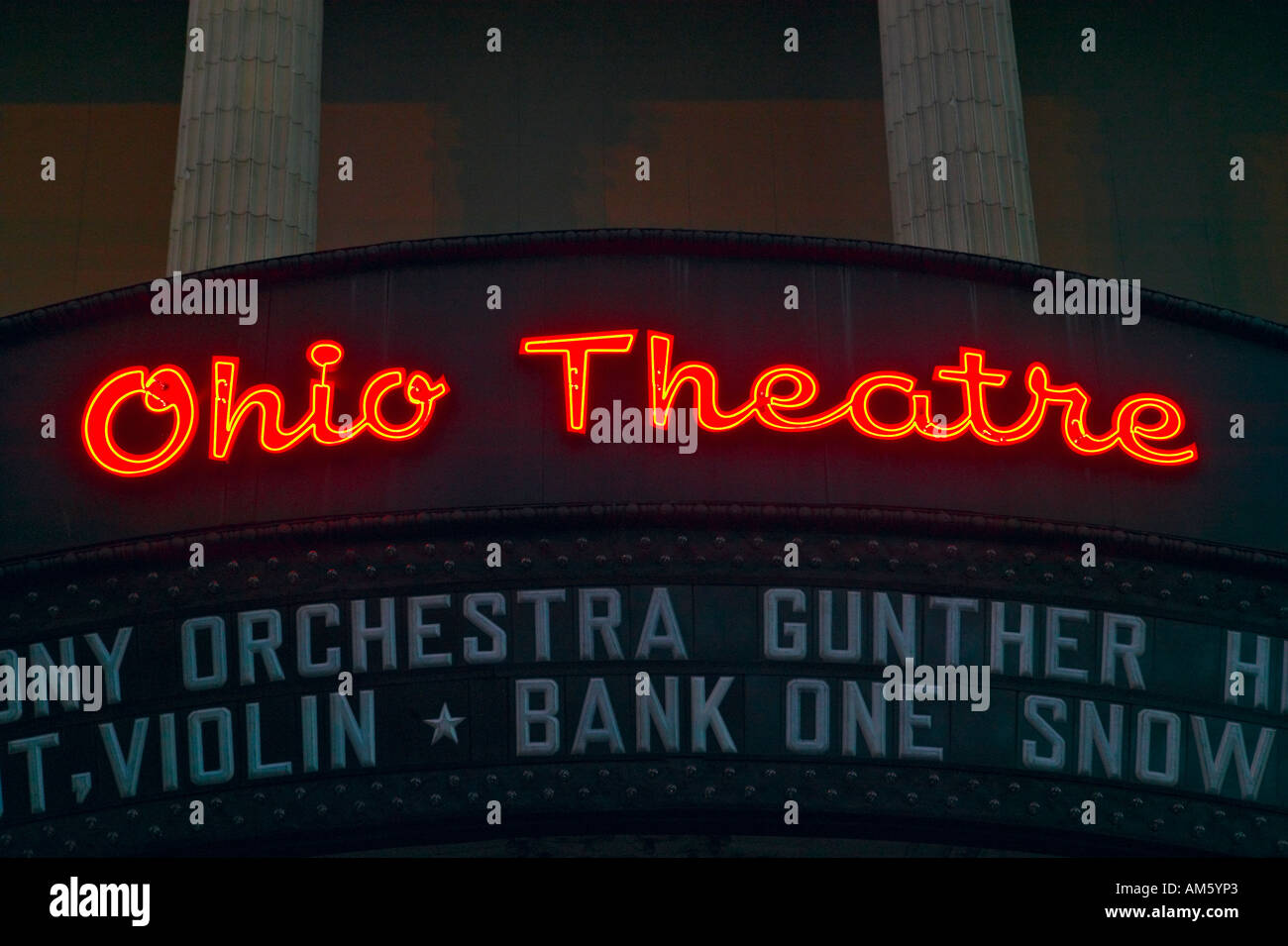 Ohio Theater marquee theater sign advertising Columbus Symphony