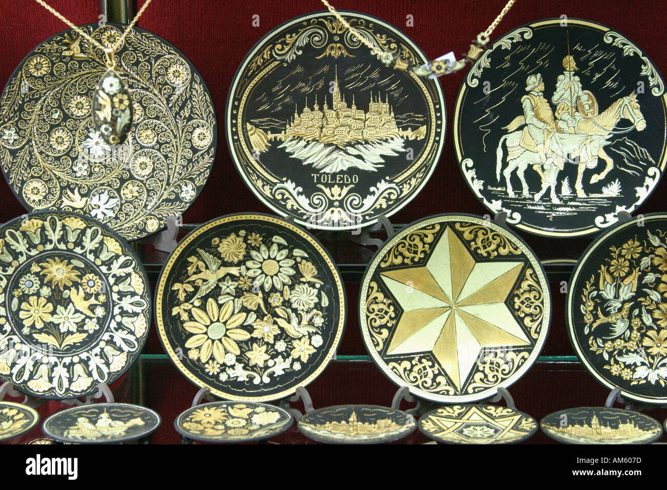 Toledo Spain Damascene plates typical of Toledo Popular souvenir Stock Photo 1335420 Alamy