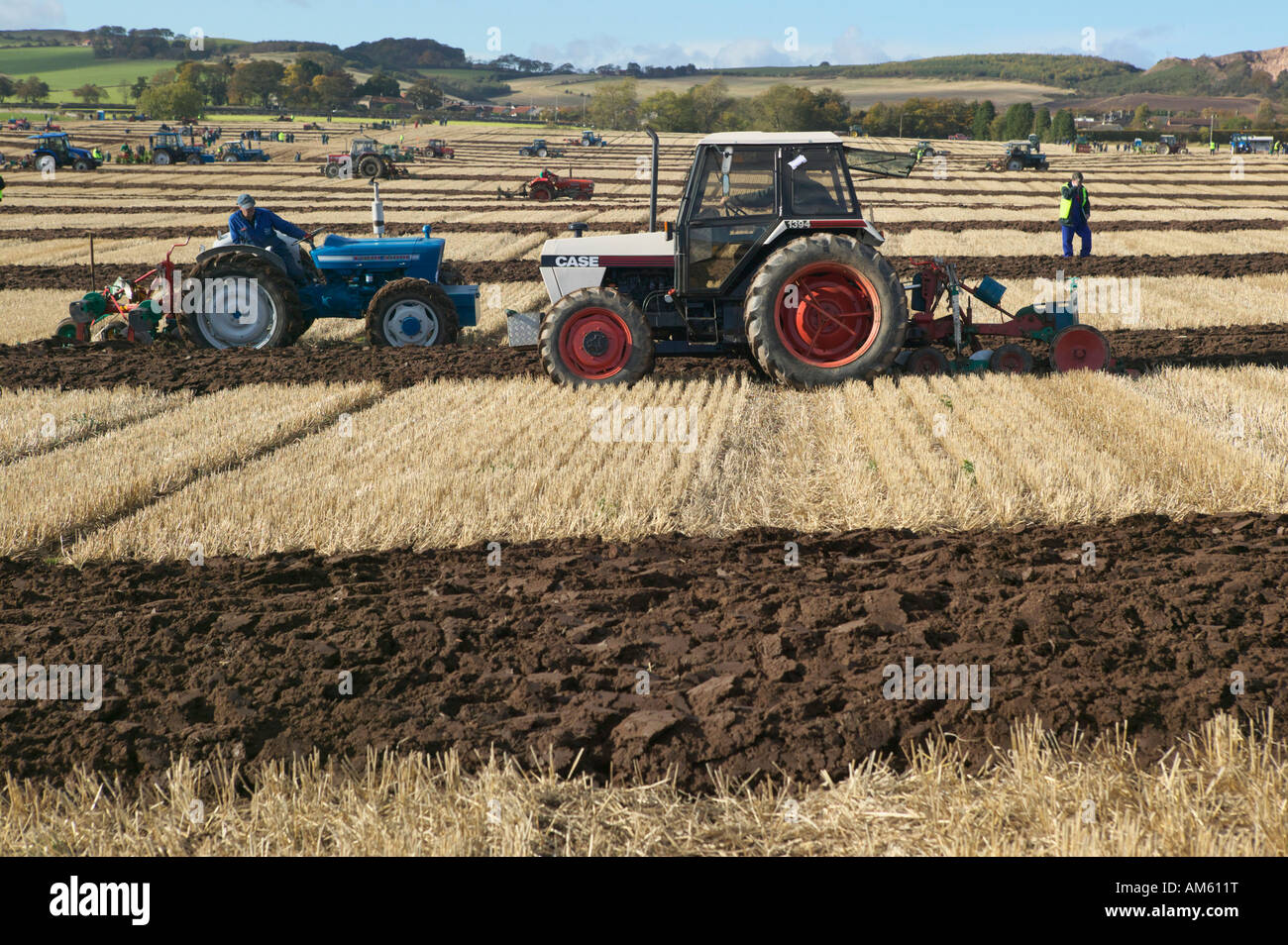 Tractors ploughing at the 2007 Scottish Ploughing Championships held at