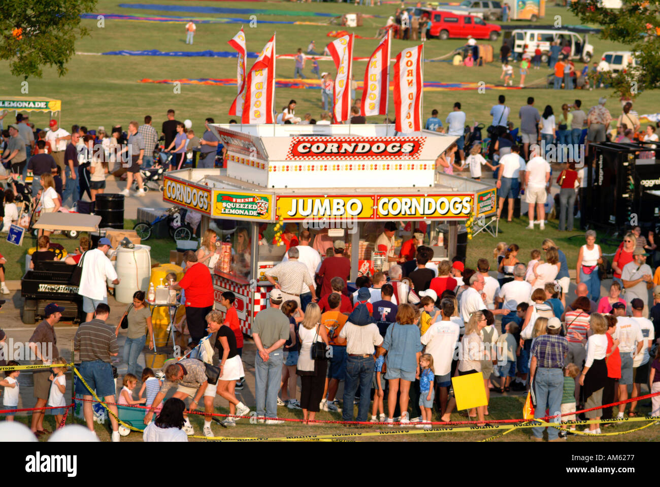 Corn dogs booth during the Texas Fair in Fair Park, Dallas Stock Photo